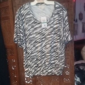 MICHAEL Michael Kors Black and Gray Patterned Blouse